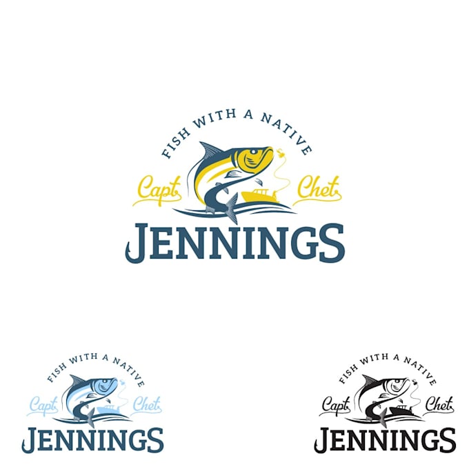 create awesome captain chet jennings fishing logo