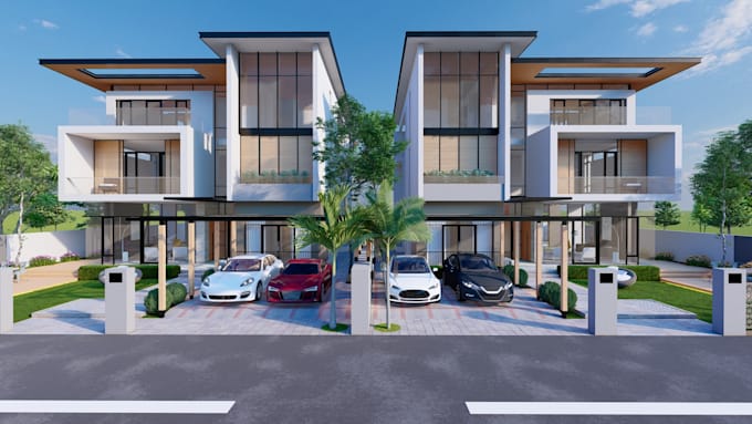 create realistic 3d exterior design and rendering for your building