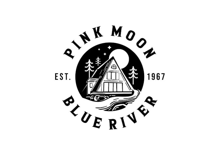 design dynamic pink moon blue river logo