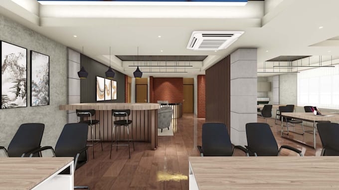 refurbish 3d minimalist modern office workplace space,coworking interior render
