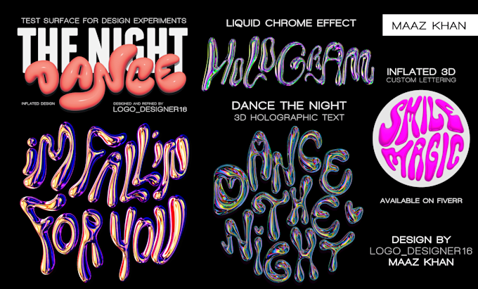 custom 3d shiny chrome and inflated typography