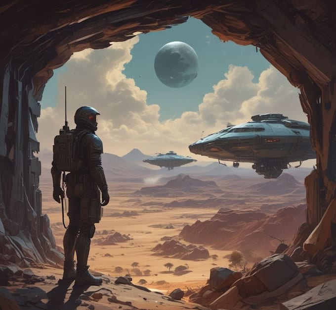 design spaceship, sci fi illustration and sci fi art