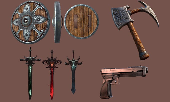Create unique 3d weapon swords shields props for 3d printing by ...