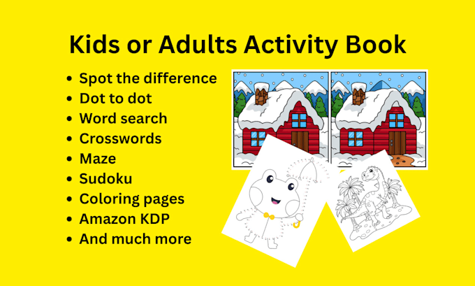 do childrens and adults activity book, amazon kdp paperback formatting