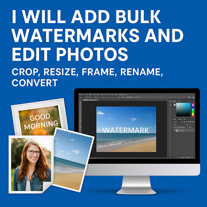 Add bulk watermarks and edit photos with crop, resize, frame, rename ...