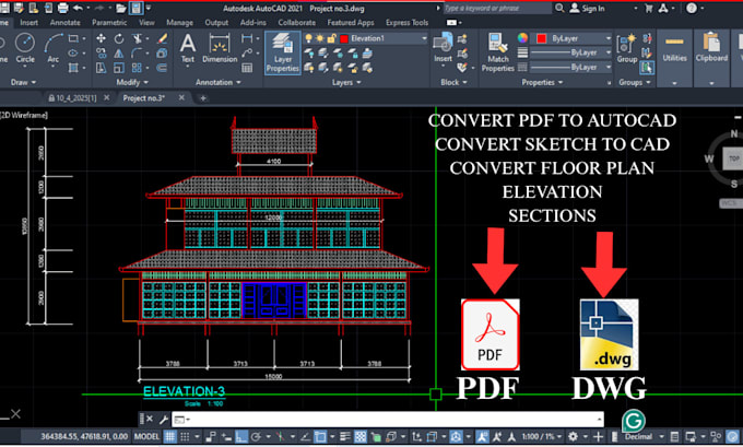 Autocad File.pdf Converti pdf, bozza di progetto, jpg, in disegni autocad 2d, cad, dwg