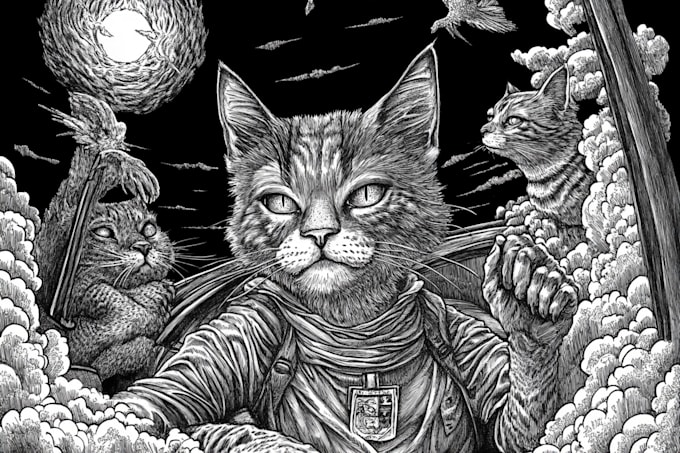 draw simple black and white illustration