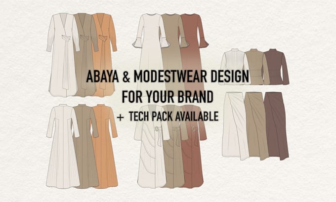 design abaya or modestwear collection for your brand, tech pack optional