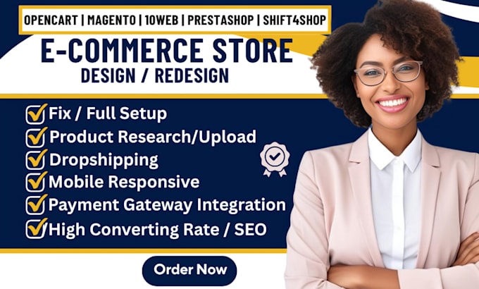 setup, fix, design, redesign opencart, prestashop, shift4shop 10web magento wix