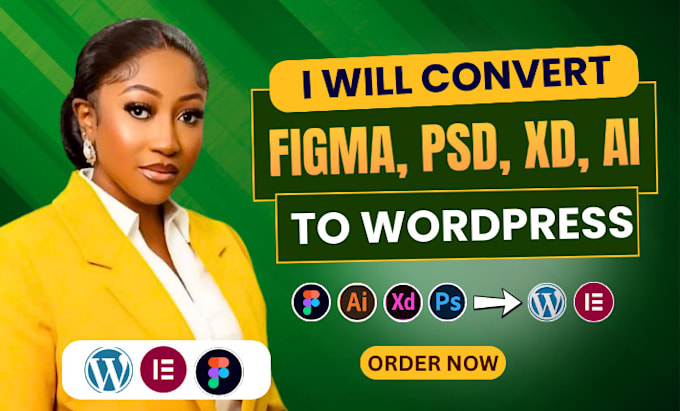 convert figma to wordpress website, xd ai sketch PSD to wordpress elementor