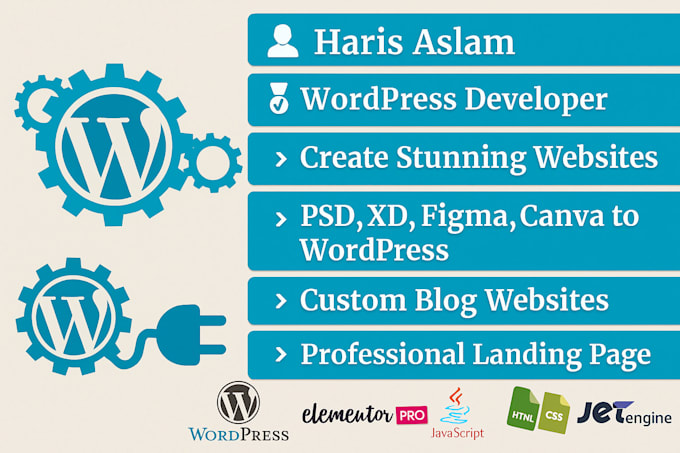 convert figma, xd, PSD, canva, or HTML to wordpress website with elementor