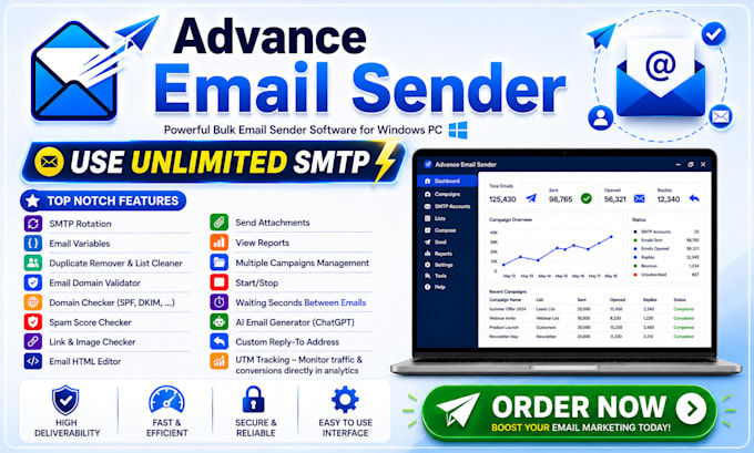 install bulk SMTP email sender tool for email marketing