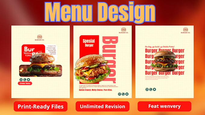 restaurant menu design, food flyer, fast deliveryprint ready