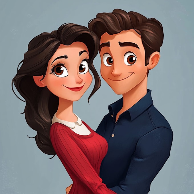 draw cartoon disney couple portrait