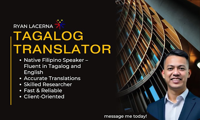 Do tagalog filipino translation by Ryandl24 | Fiverr