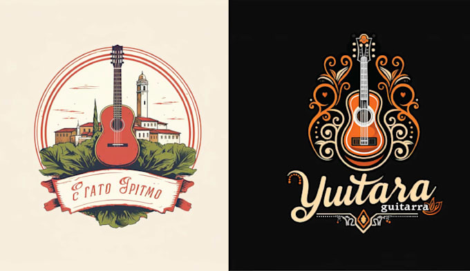 create hand drawn music guitar logo