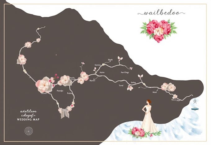 do customized digital watercolor wedding map