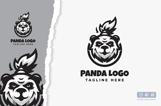 do creative mascot panda warrior logo design