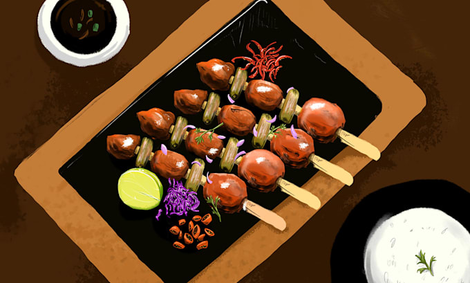 custom hand drawn food illustrations
