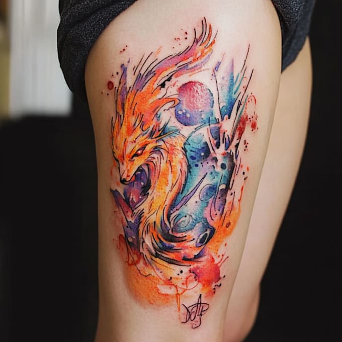 create a watercolor tattoo design