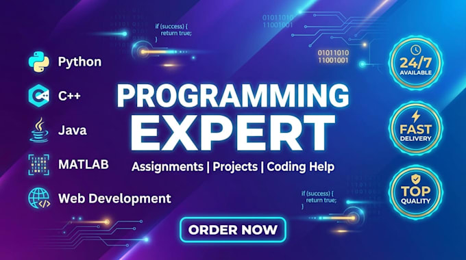 be your coder and do python, java, cpp, c language  project