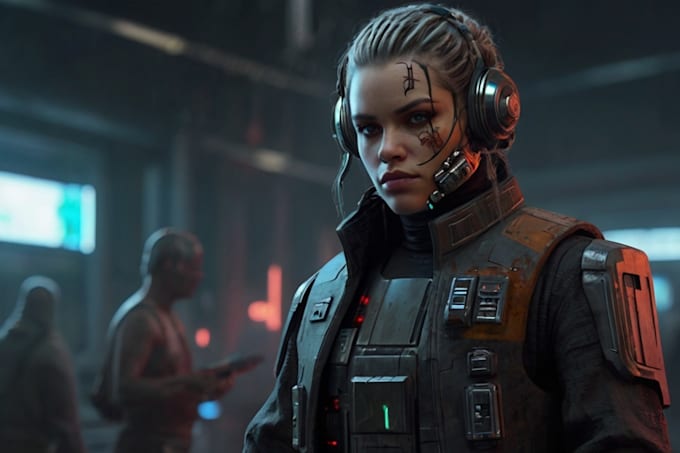 draw sci fi or cyberpunk, star wars character artwork