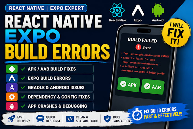 fix react native expo apk aab build errors
