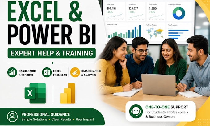 power bi and excel consultation for assignments and training
