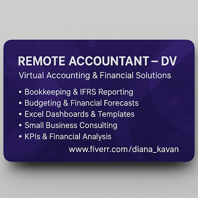 provide monthly bookkeeping and financial reports under ifrs