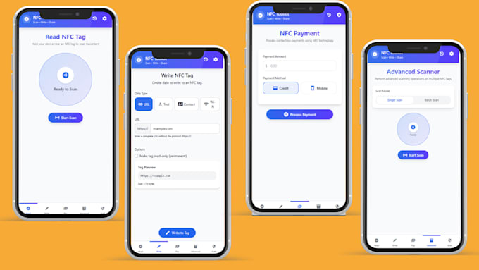 do nfc app development for scanning, reading, writing, or payments