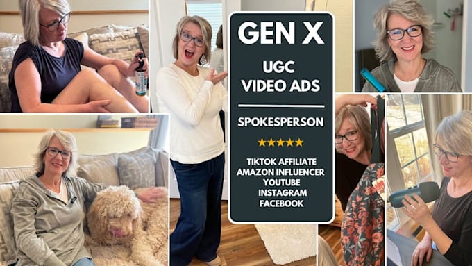 create authentic genx ugc ads social media, websites, amazon influencer, tts