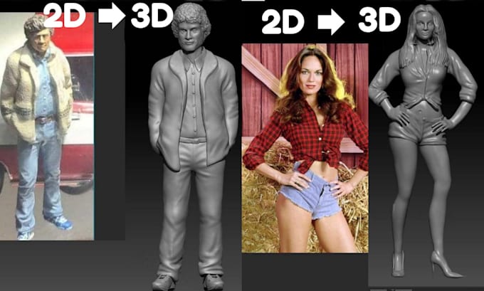 Convert 2d to 3d printable model custom 3d character, model 2d to 3d ...