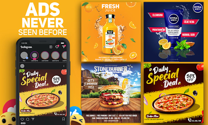 design instagram post, facebook ad creative and image