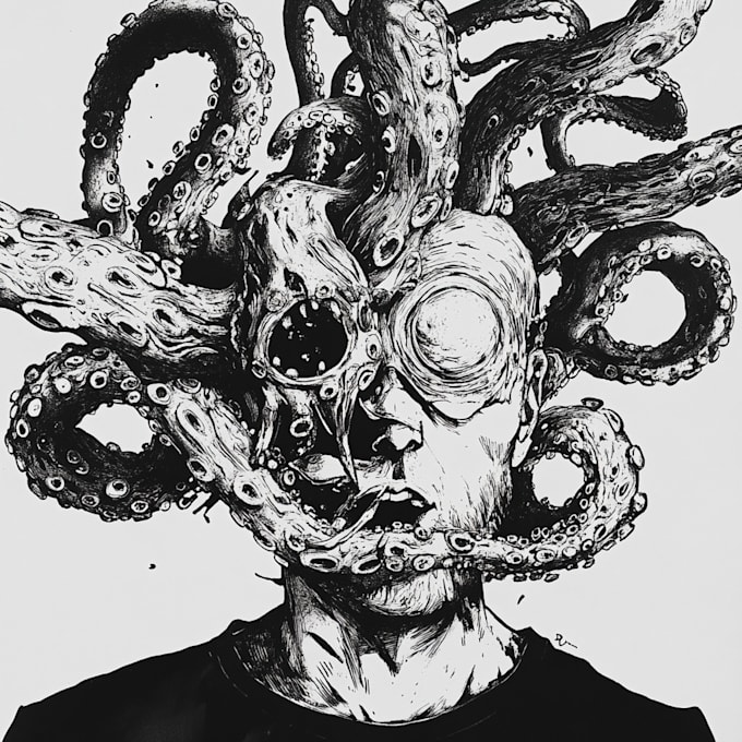 draw simple black and white illustration