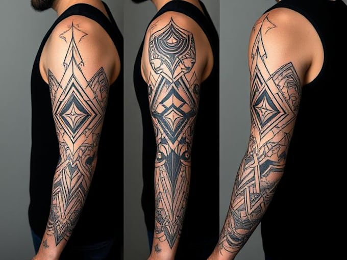 create sleeve tattoo design in geometric style