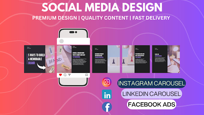design instagram, linkedin carousel post and facebook ads post