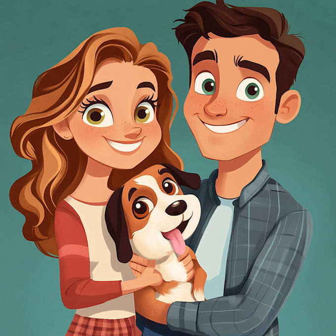drawing a cartoon disney couple portrait