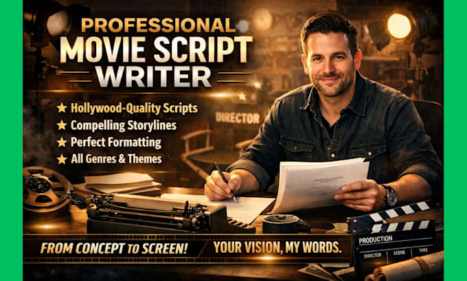 be your scriptwriter writing movie scripts screenplay screenwriting