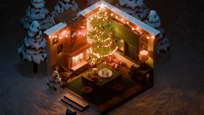 design a custom 3d isometric room design for you