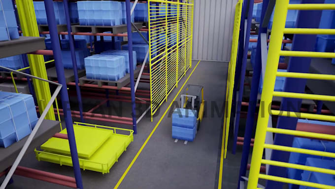 do 3d industrial robotic arm animation technical explainer 3d factory warehouse