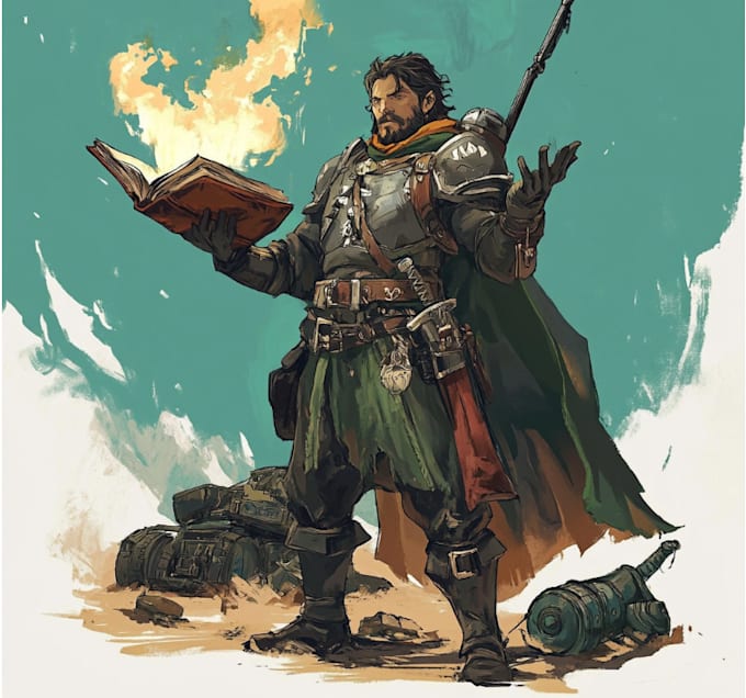 draw a fantasy character for dnd, pathfinder, etc