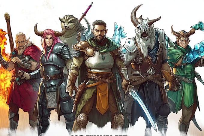 draw dnd character art or fantasy portrait character design illustration