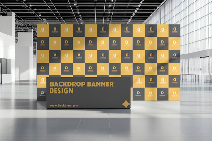 design a clean step and repeat backdrop, or event banner