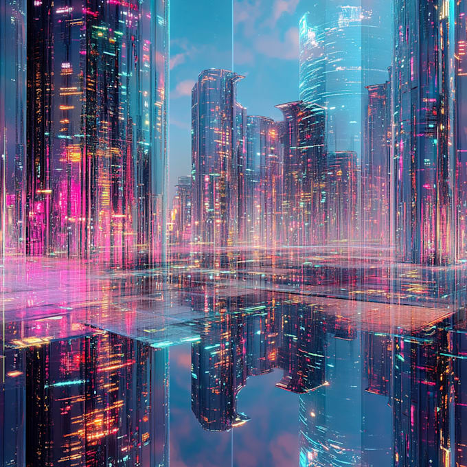 Make futuristic science fiction city, cyberpunk illustration by ...
