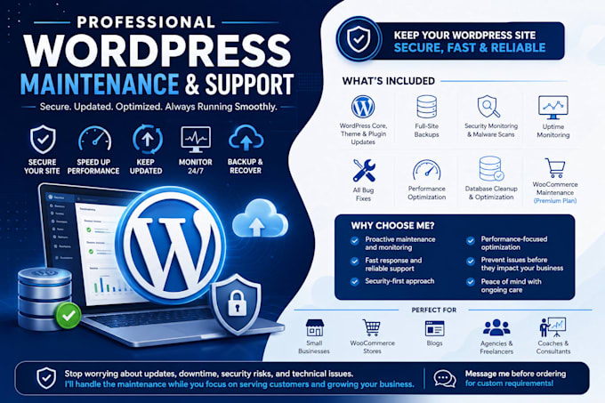 be your wordpress maintenance expert for updates security and bug fixes