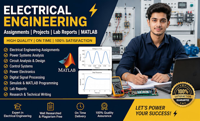 do electrical engineering assignments projects lab reports matlab