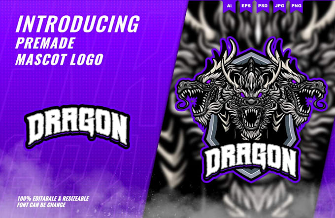 design jet fighter headed dragon mascot logo