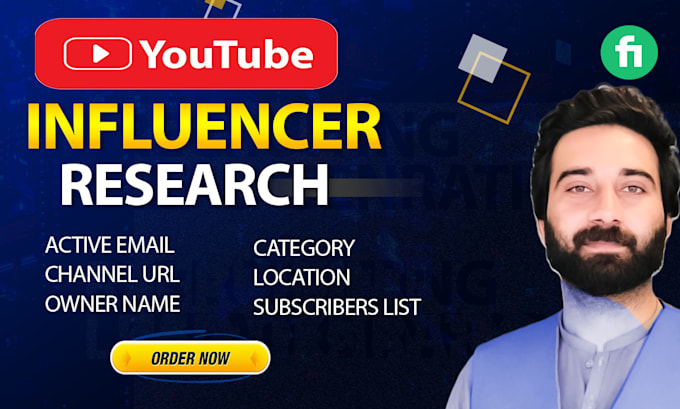 research and find the best youtube influencer and valid email list building