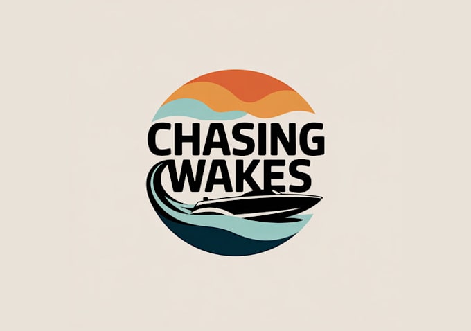 design chasing wakes boat logo