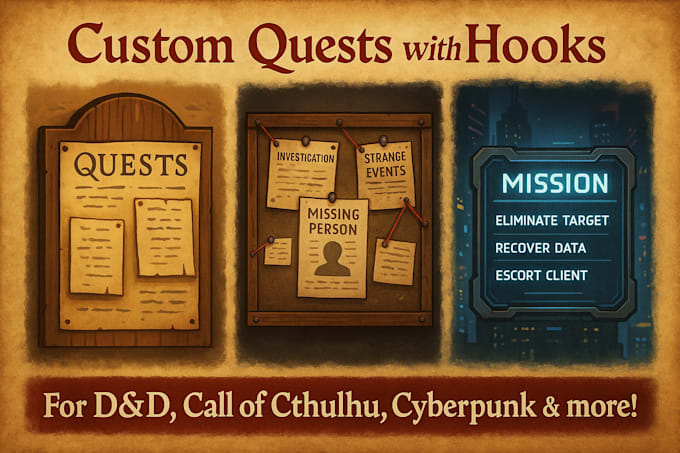 Write custom ttrpg quests with story hooks for any genre by Copyman666 ...
